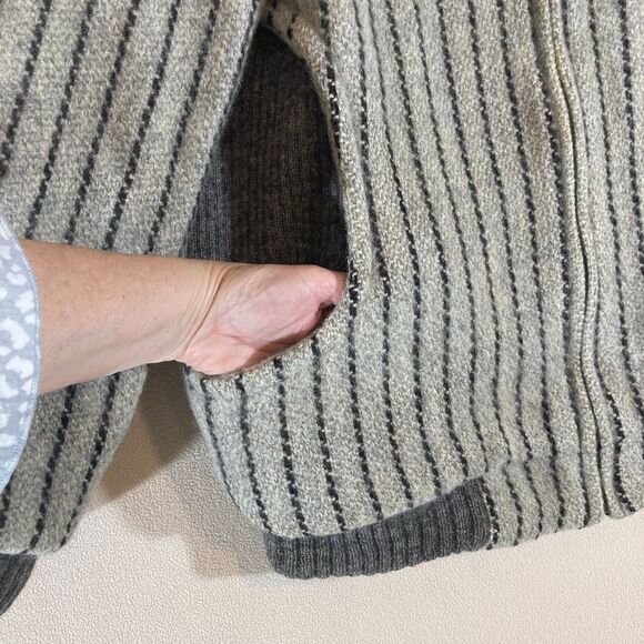 Samband of Iceland Wool Jacket Sz Large Vertical Stripe Zip Up Collar Vintage‎ - Picture 7 of 11